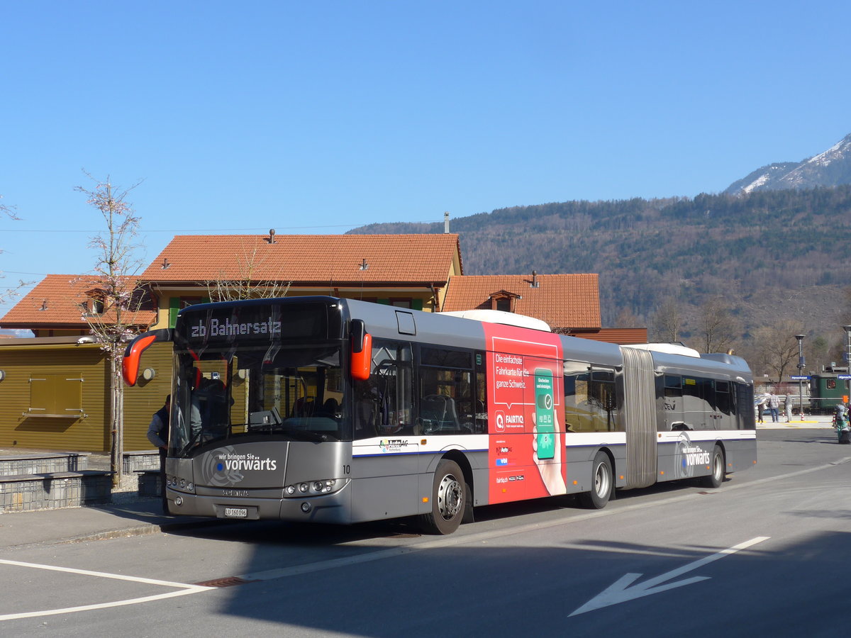 (203'043) - AAGR Rothenburg - Nr. 10/LU 160'096 - Solaris am 23. M�rz 2019 beim Bahnhof Alpnachstad