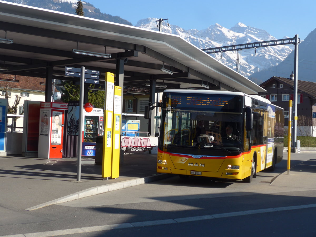 (203'048) - PostAuto Zentralschweiz - Nr. 4/OW 10'023 - MAN (ex Dillier, Sarnen Nr. 4) am 23. M�rz 2019 beim Bahnhof Sarnen