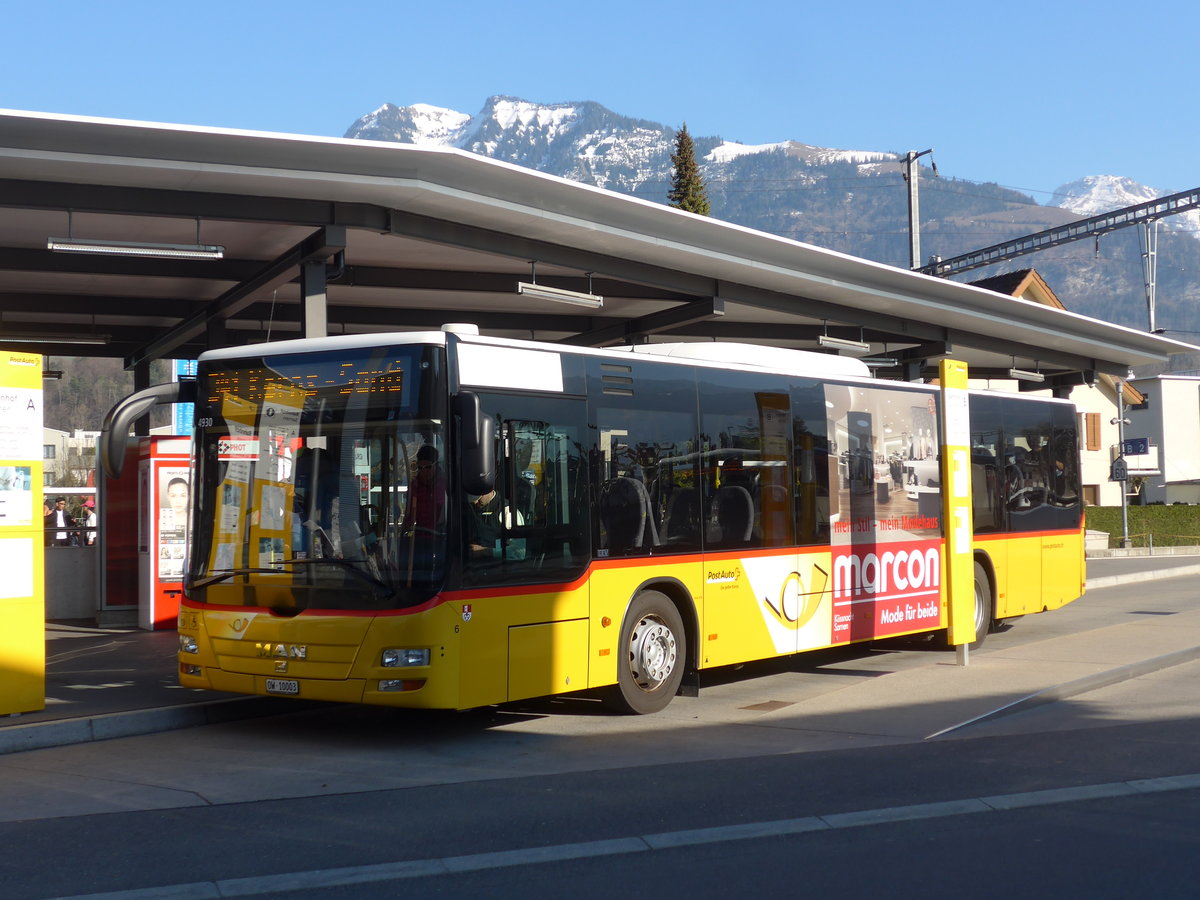 (203'053) - PostAuto Zentralschweiz - Nr. 6/OW 10'003 - MAN (ex Dillier, Sarnen Nr. 6) am 23. M�rz 2019 beim Bahnhof Sarnen