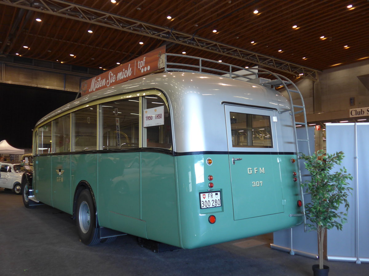 (203'084) - TPF Fribourg - Nr. 307/FR 300'280 - Saurer/Saurer (ex GFM Fribourg Nr. 307; ex GFM Fribourg Nr. 97) am 24. M�rz 2019 in Granges-Paccot, Forum-Fribourg