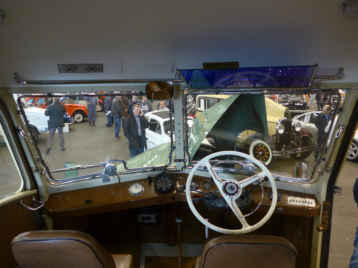 (203'088) - TPF Fribourg - Nr. 307/FR 300'280 - Saurer/Saurer (ex GFM Fribourg Nr. 307; ex GFM Fribourg Nr. 97) am 24. M�rz 2019 in Granges-Paccot, Forum-Fribourg (Innenaufnahme)