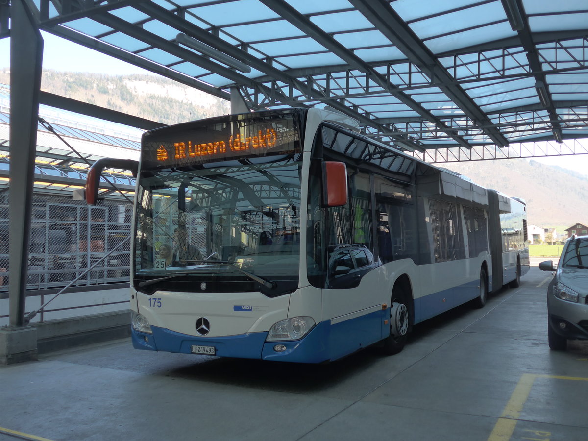 (203'291) - VBL Luzern - Nr. 175/LU 249'493 - Mercedes am 30. M�rz 2019 beim Bahnhof Stans