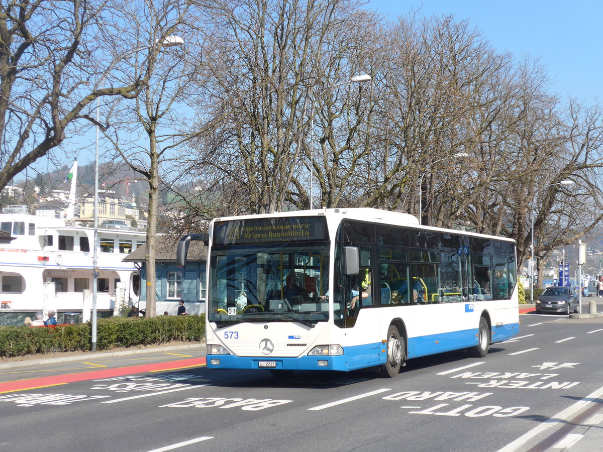 (203'345) - VBL Luzern - Nr. 573/LU 15'573 - Mercedes am 30. M�rz 2019 beim Bahnhof Luzern