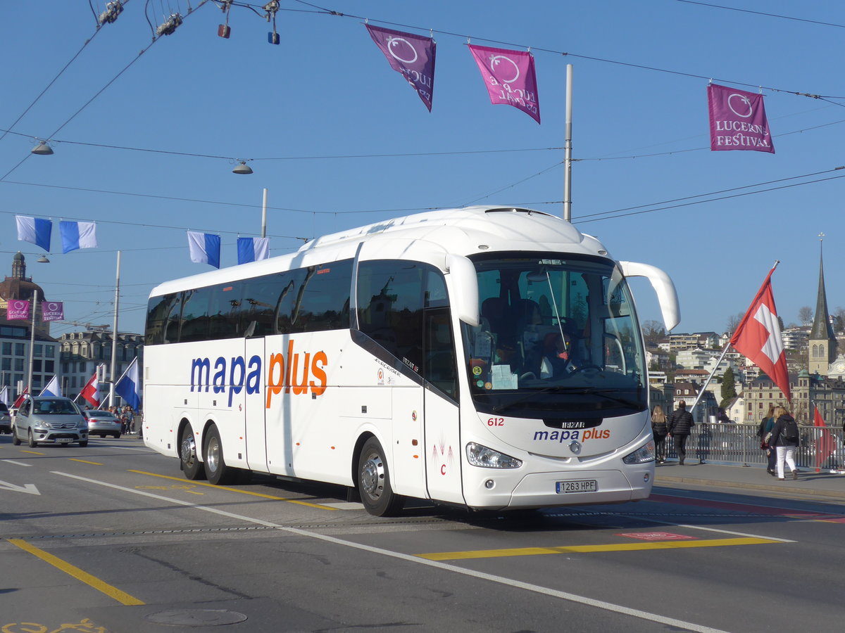 (203'381) - Aus Spanien: Mapa Plus, Madrid - Nr. 612/1263 HPF - Irisbus/Irizar am 30. M�rz 2019 in Luzern, Bahnhofbr�cke