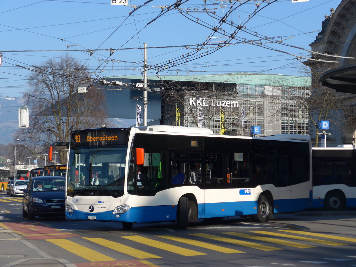 (203'398) - VBL Luzern - Nr. 619/LU 15'008 - Mercedes am 30. M�rz 2019 beim Bahnhof Luzern