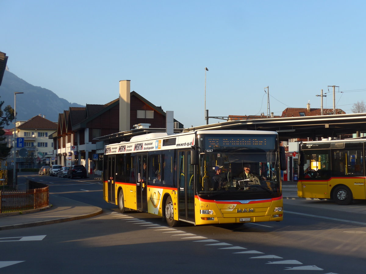 (203'418) - PostAuto Zentralschweiz - Nr. 4/OW 10'023 - MAN (ex Dillier, Sarnen Nr. 4) am 30. M�rz 2019 beim Bahnhof Sarnen