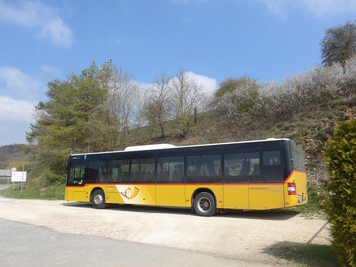 (203'710) - CarPostal Ouest - JU 51'279 - MAN (ex Nr. 13) am 15. April 2019 in Beurnev�sin, Endstation