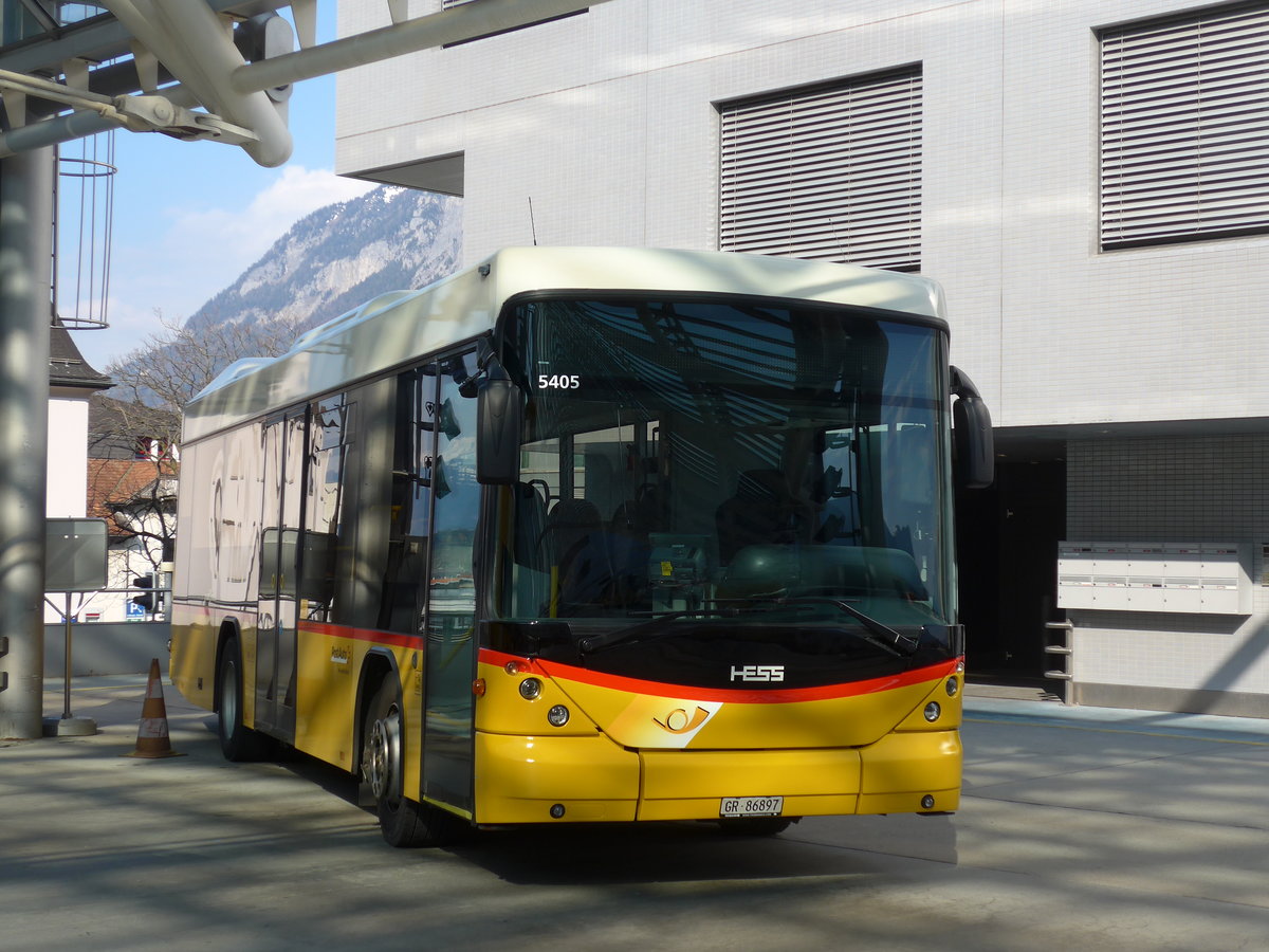 (203'801) - PostAuto Graub�nden - GR 86'897 - Scania/Hess am 19. April 2019 in Chur, Postautostation