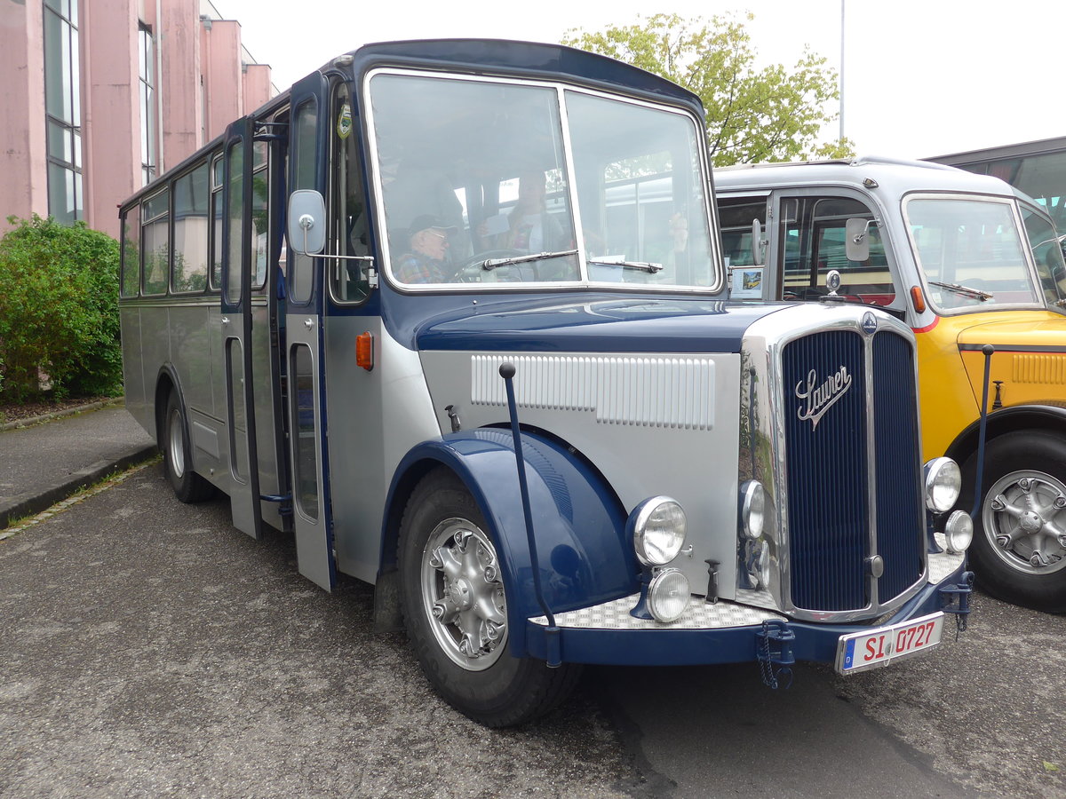 (203'999) - Aus Deutschland: Sch�ttler, Netphen - SI 0727 - Saurer/R&J (ex Braun, M�nster; ex M�ller, Neum�nster; ex Sol�r+Fontana, CH-Illanz Nr. 14; ex Christell, CH-Falera) am 26. April 2019 in Haguenau, Parkplatz