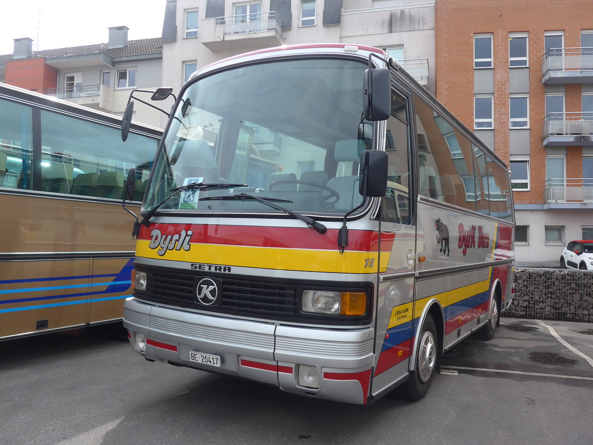 (204'022) - Aus der Schweiz: Dysli, Bern - Nr. 15/BE 20'417 - Setra (ex Auto-Transports, La C�te-aux-F�es) am 26. April 2019 in Haguenau, Parkplatz