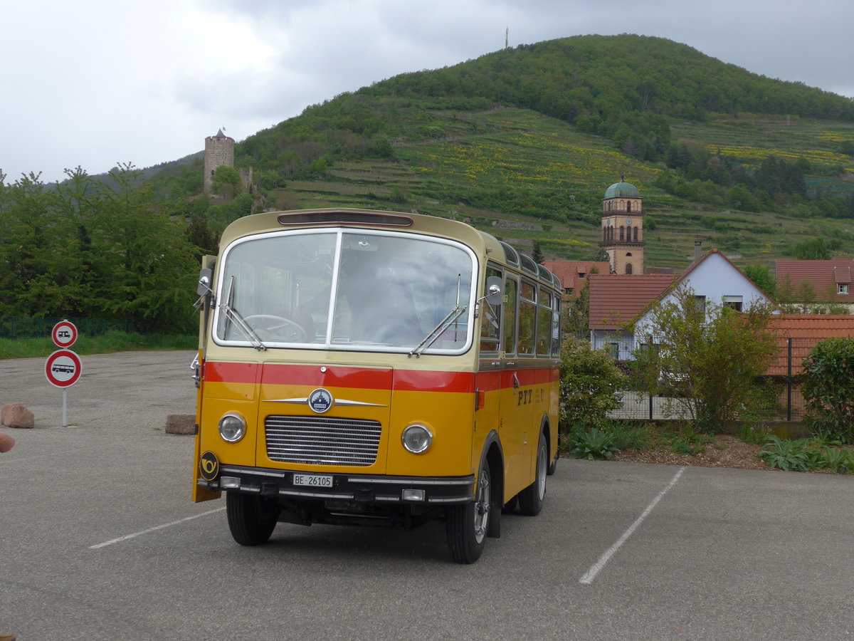 (204'532) - Aus der Schweiz: Schmid, Th�rishaus - Nr. 9/BE 26'105 - Saurer/R&J (ex Geiger, Adelboden Nr. 9) am 28. April 2019 in Kaysersberg, Rocade Verte