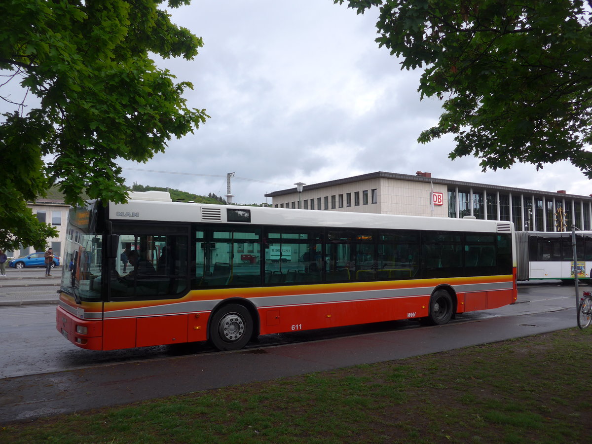 (204'675) - NVG W�rzburg - Nr. 611/W�-VV 611 - MAN am 9. Mai 2019 beim Bahnhof W�rzburg