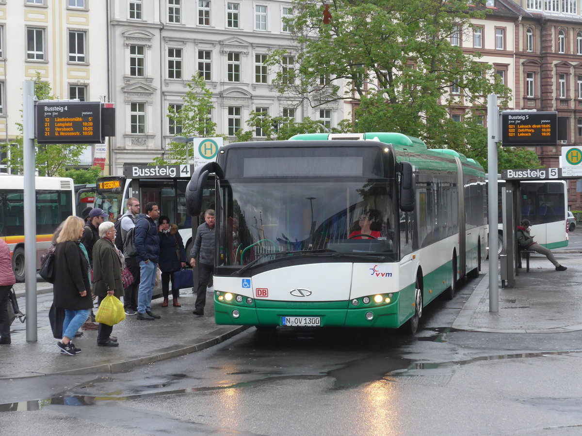 (204'686) - OVF N�rnberg - N-OV 1300 - Solaris am 9. Mai 2019 beim Bahnhof W�rzburg