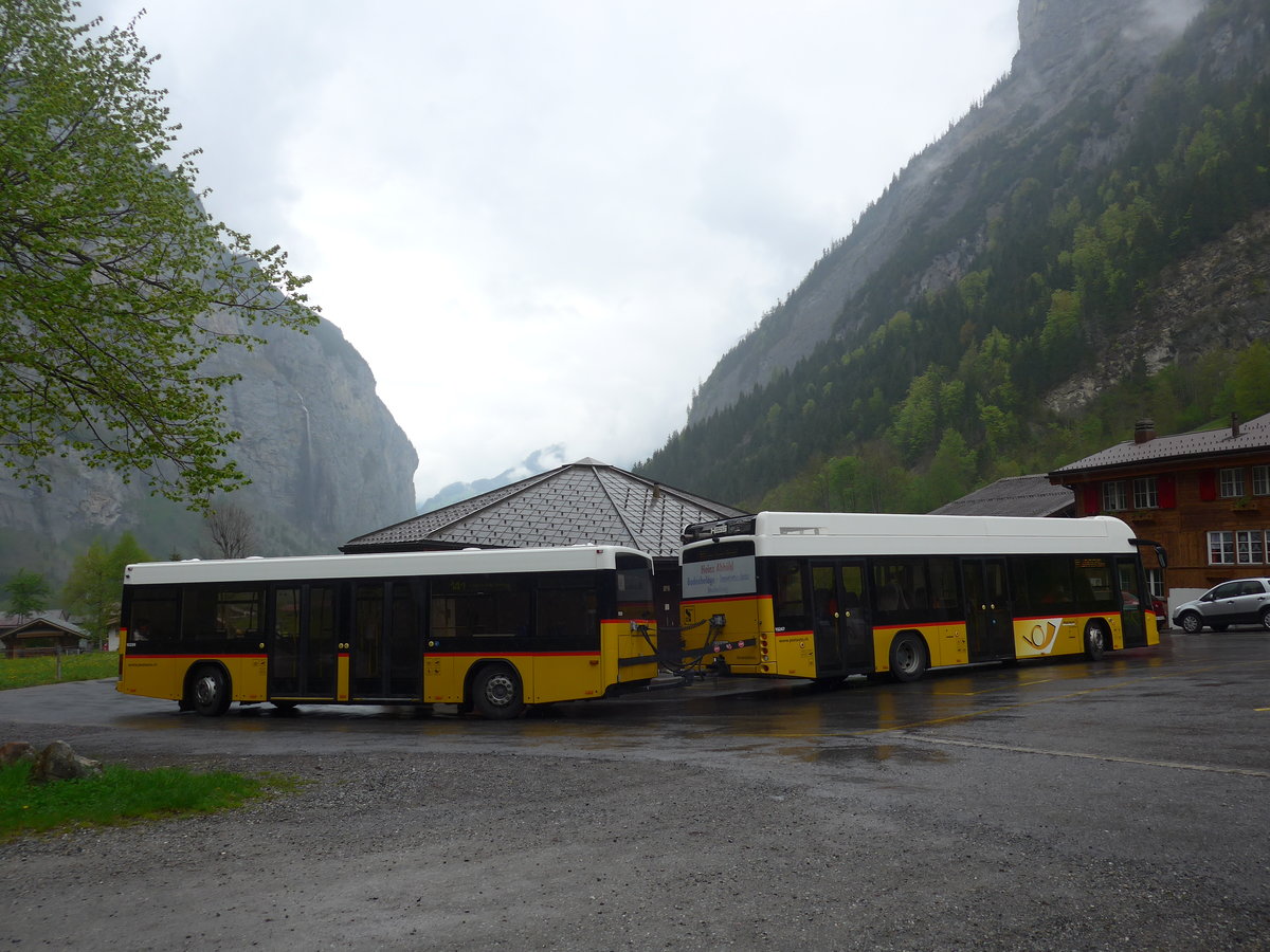 (205'315) - PostAuto Bern - BE 499'063 - Lanz+Marti/Hess Personenanh�nger (ex VBL Luzern Nr. 310) + BE 474'560 - Hess am 19. Mai 2019 in Stechelberg, Hotel