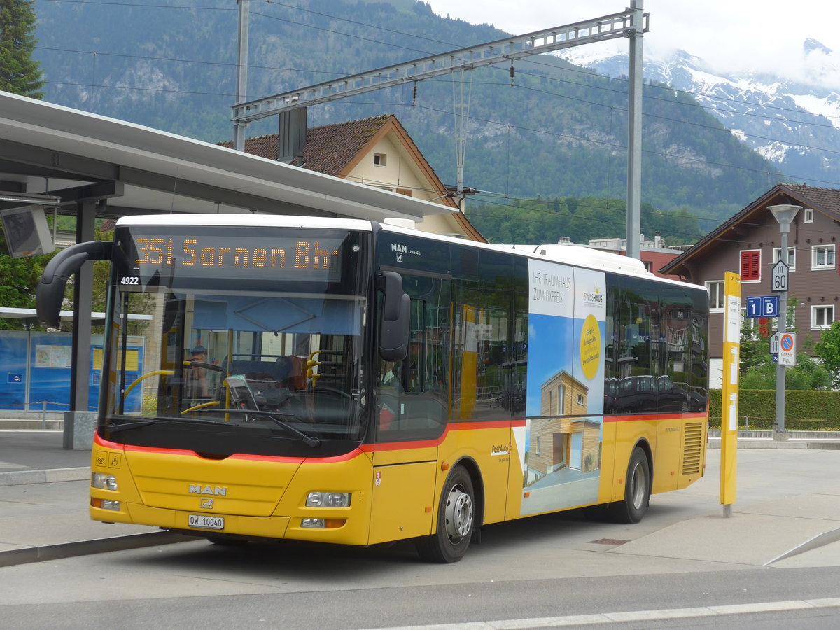(205'560) - PostAuto Zentralschweiz - Nr. 7/OW 10'040 - MAN/G�ppel (ex Dillier, Sarnen Nr. 7) am 27. Mai 2019 beim Bahnhof Sarnen