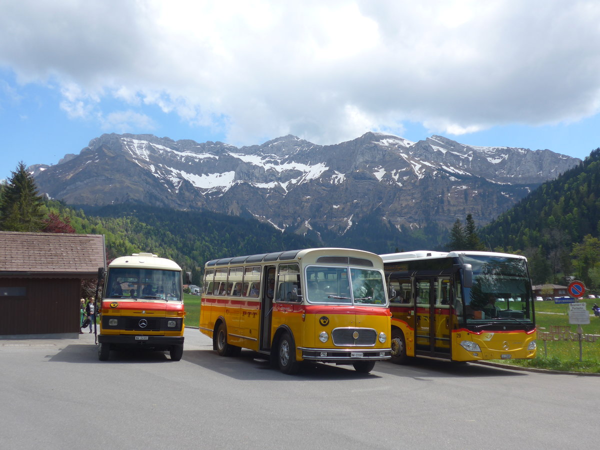 (205'660) - M�ller, Ennetmoos - Nr. 6/NW 24'301 - Mercedes (ex Portenier, Adelboden Nr. 6; ex Geiger, Adelboden Nr. 6) + NW 23'167 - FBW/Gangloff (ex Rentsch, Gunten; ex P 23'203; ex P 21'003) am 30. Mai 2019 in Eigenthal, Talboden