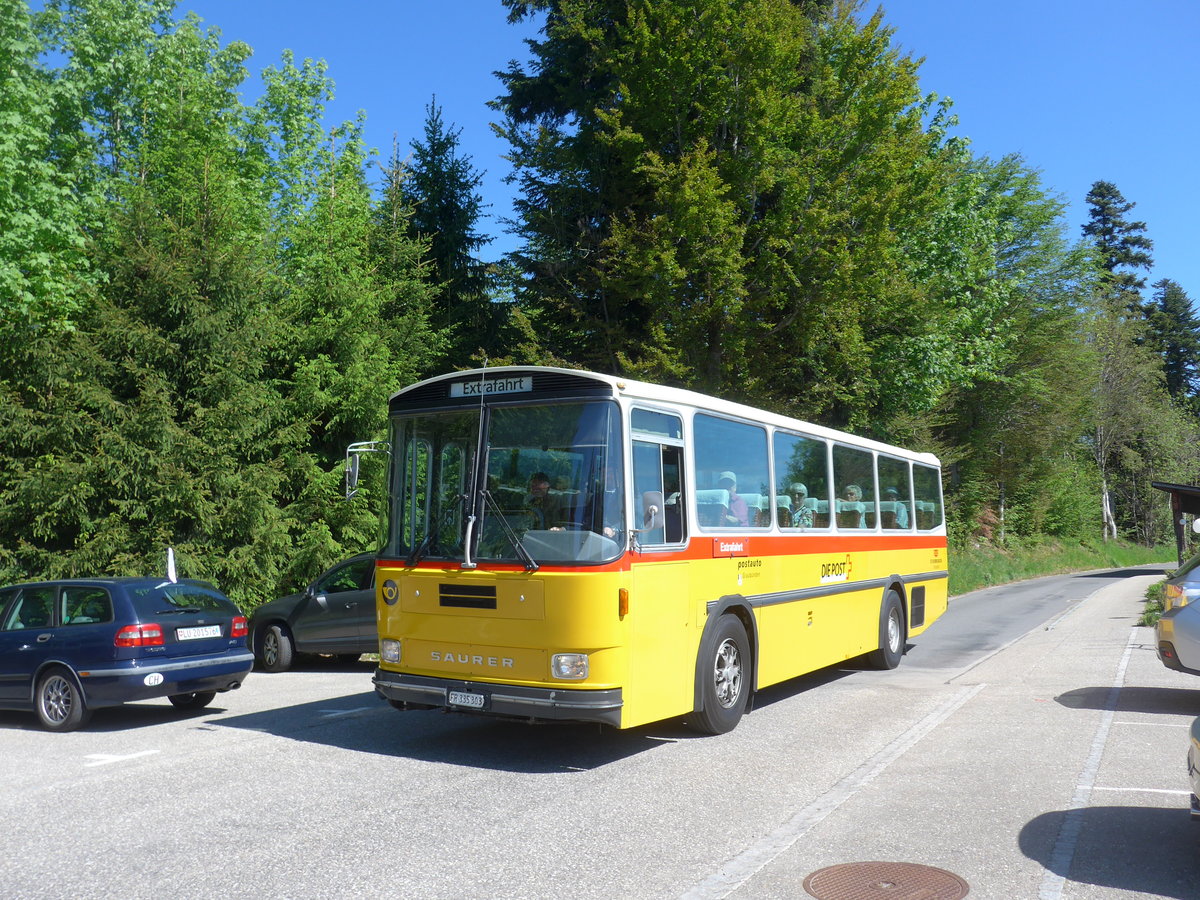 (205'702) - Eichenberger, B�singen - FR 335'303 - Saurer/R&J (ex Schlapp, Cottens; ex Ruklic, Schaffhausen; ex Heim, Flums; ex Frigg, Zernez; ex P 24'279) am 2. Juni 2019 in Emmenmatt, Moosegg