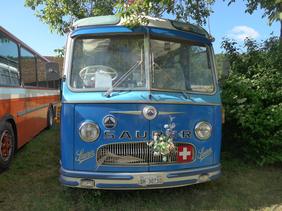 (205'814) - Bolliger, Stetten - SH 30'730 - Saurer/R&J (ex Sol�r+Fontana, Ilanz Nr. 8) am 8. Juni 2019 in Thayngen, Saurertreffen