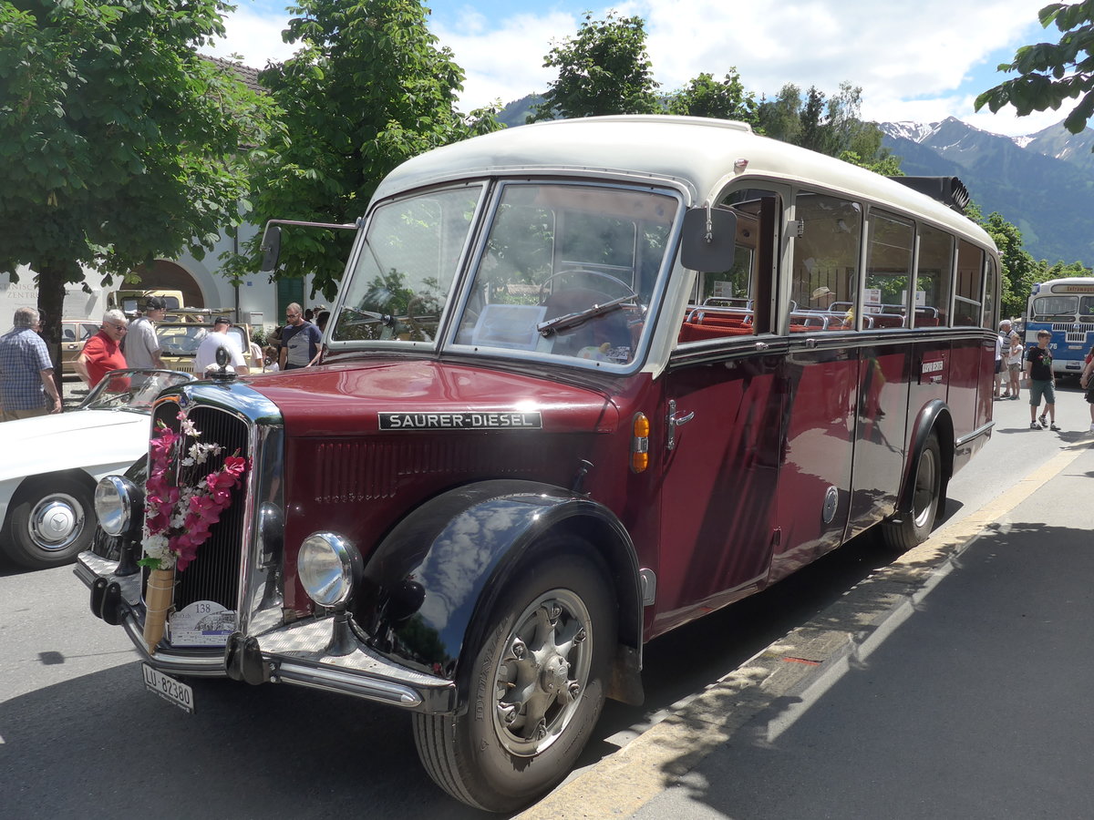 (205'945) - Bechter, Kriens - LU 82'380 - Saurer/Krapf (ex M�nch, D-Marienberg; ex Spirig, Widnau; ex RhV Altst�tten Nr. 33; ex Th�r, Eichberg) am 8. Juni 2019 in Sarnen, OiO