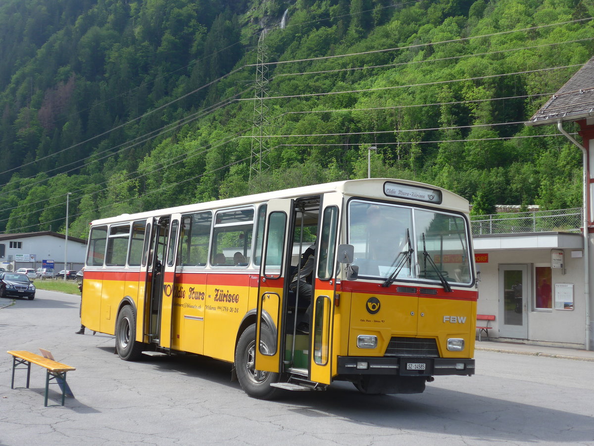 (206'326) - Oldie-Tours Z�risee, Wollerau - NR 15/SZ 14'585 - FBW/Hess am 15. Juni 2019 in Engi, Garage AS