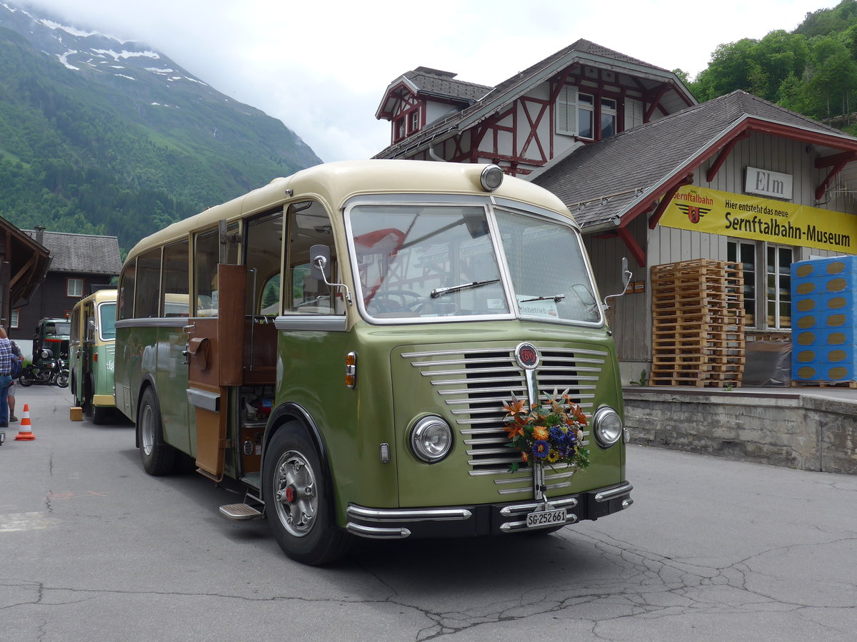 (206'396) - Nostalgieclub, Filzbach - SG 252'661 - FBW/R&J (ex Steiner, Kaltbrunn; ex Gr�nenfelder, Walenstadt) am 15. Juni 2019 in Elm, Station