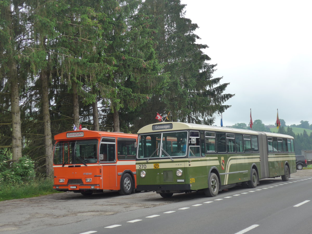 (206'474) - SVB Bern (Bernmobil historique) - Nr. 270/BE 113'270 - FBW/SWS-Gangloff am 22. Juni 2019 beim Bahnhof H�swil