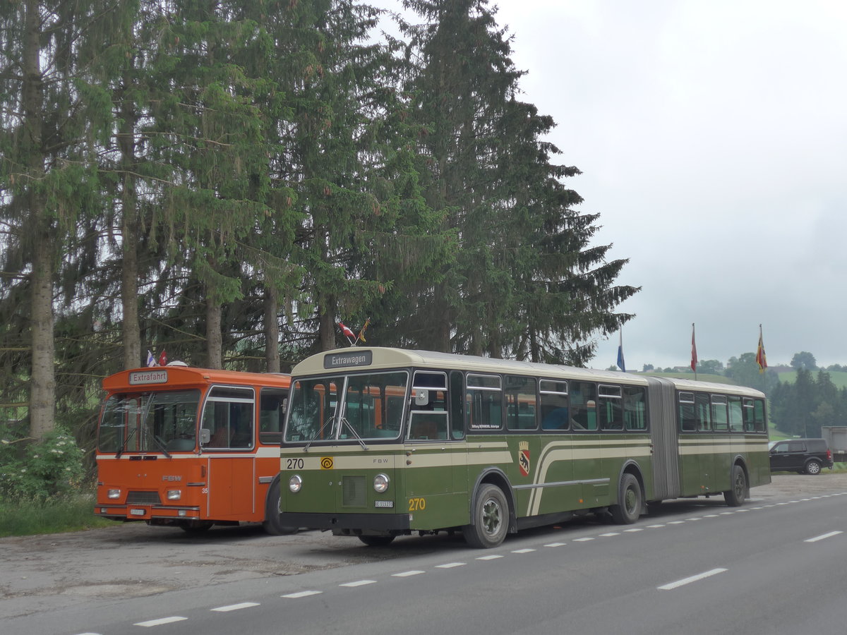 (206'475) - SVB Bern (Bernmobil historique) - Nr. 270/BE 113'270 - FBW/SWS-Gangloff am 22. Juni 2019 beim Bahnhof H�swil