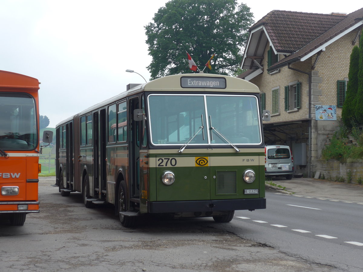 (206'479) - SVB Bern (Bernmobil historique) - Nr. 270/BE 113'270 - FBW/SWS-Gangloff am 22. Juni 2019 beim Bahnhof H�swil