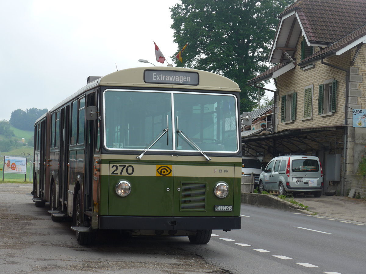 (206'480) - SVB Bern (Bernmobil historique) - Nr. 270/BE 113'270 - FBW/SWS-Gangloff am 22. Juni 2019 beim Bahnhof H�swil