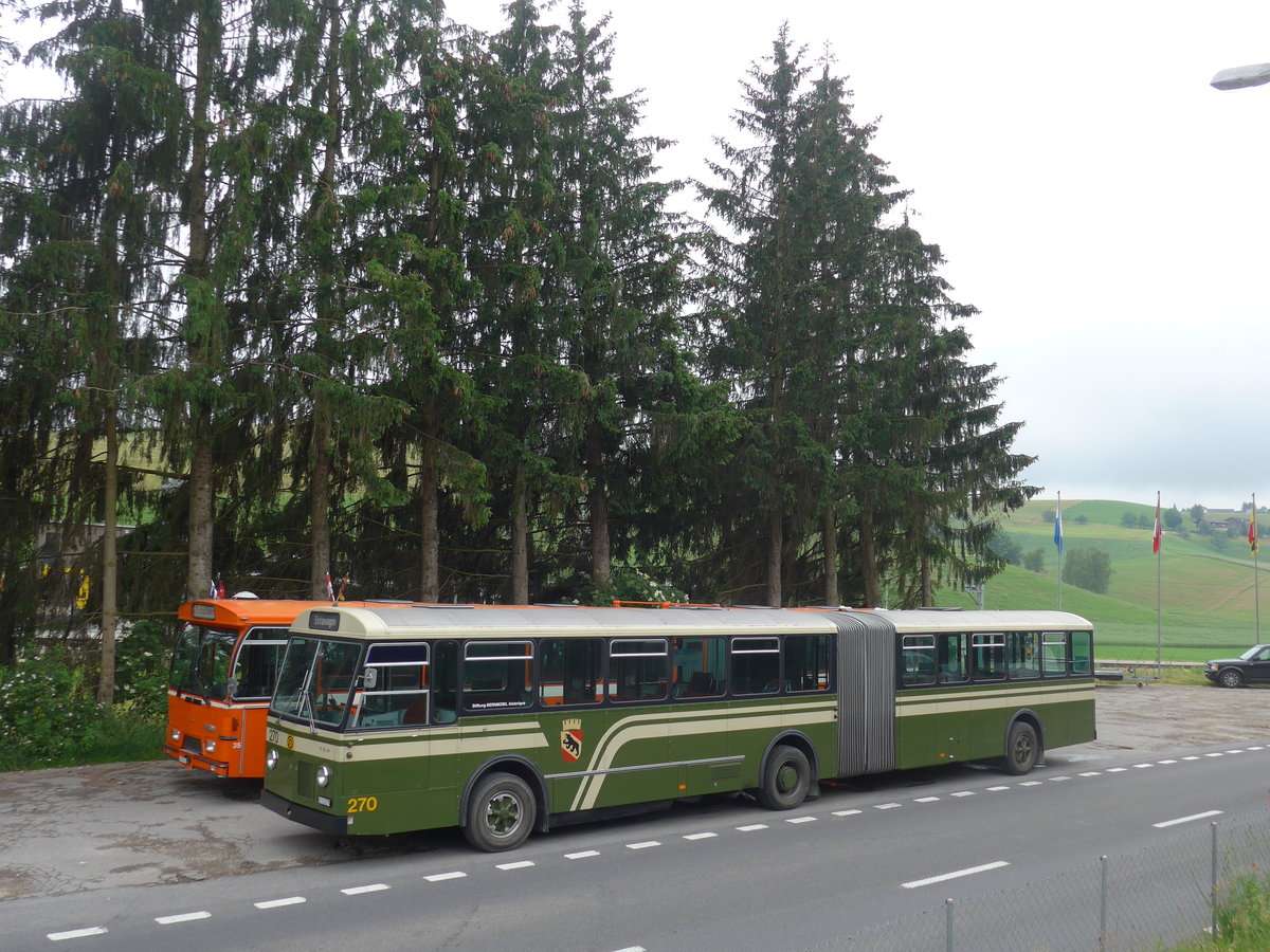 (206'484) - SVB Bern (Bernmobil historique) - Nr. 270/BE 113'270 - FBW/SWS-Gangloff am 22. Juni 2019 beim Bahnhof H�swil