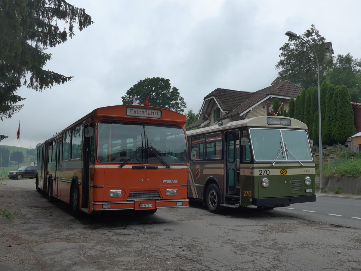 (206'486) - ZVB Zug (RWB) - Nr. 35/ZH 797'215 - FBW/Hess am 22. Juni 2019 beim Bahnhof H�swil