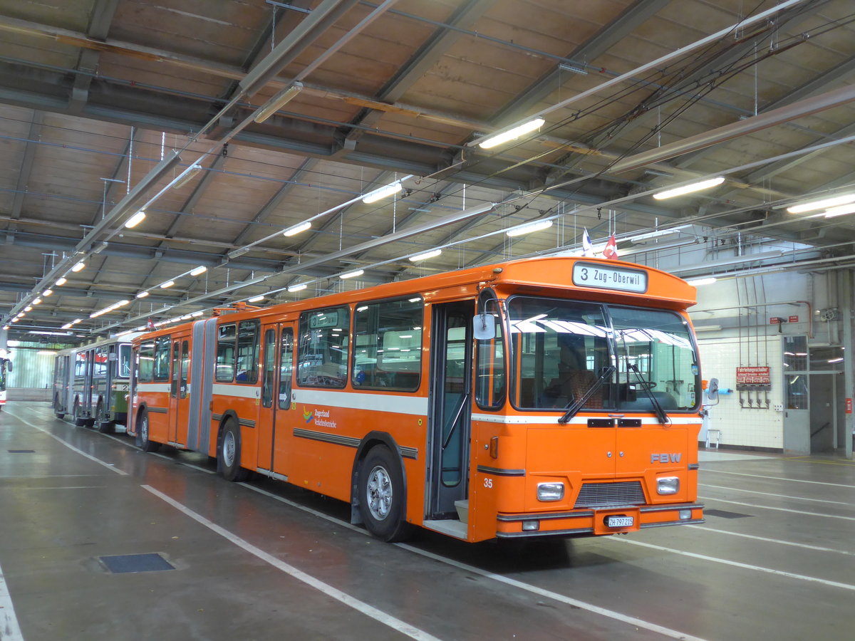 (206'498) - ZVB Zug (RWB) - Nr. 35/ZH 797'215 - FBW/Hess am 22. Juni 2019 in Luzern, Depot VBL