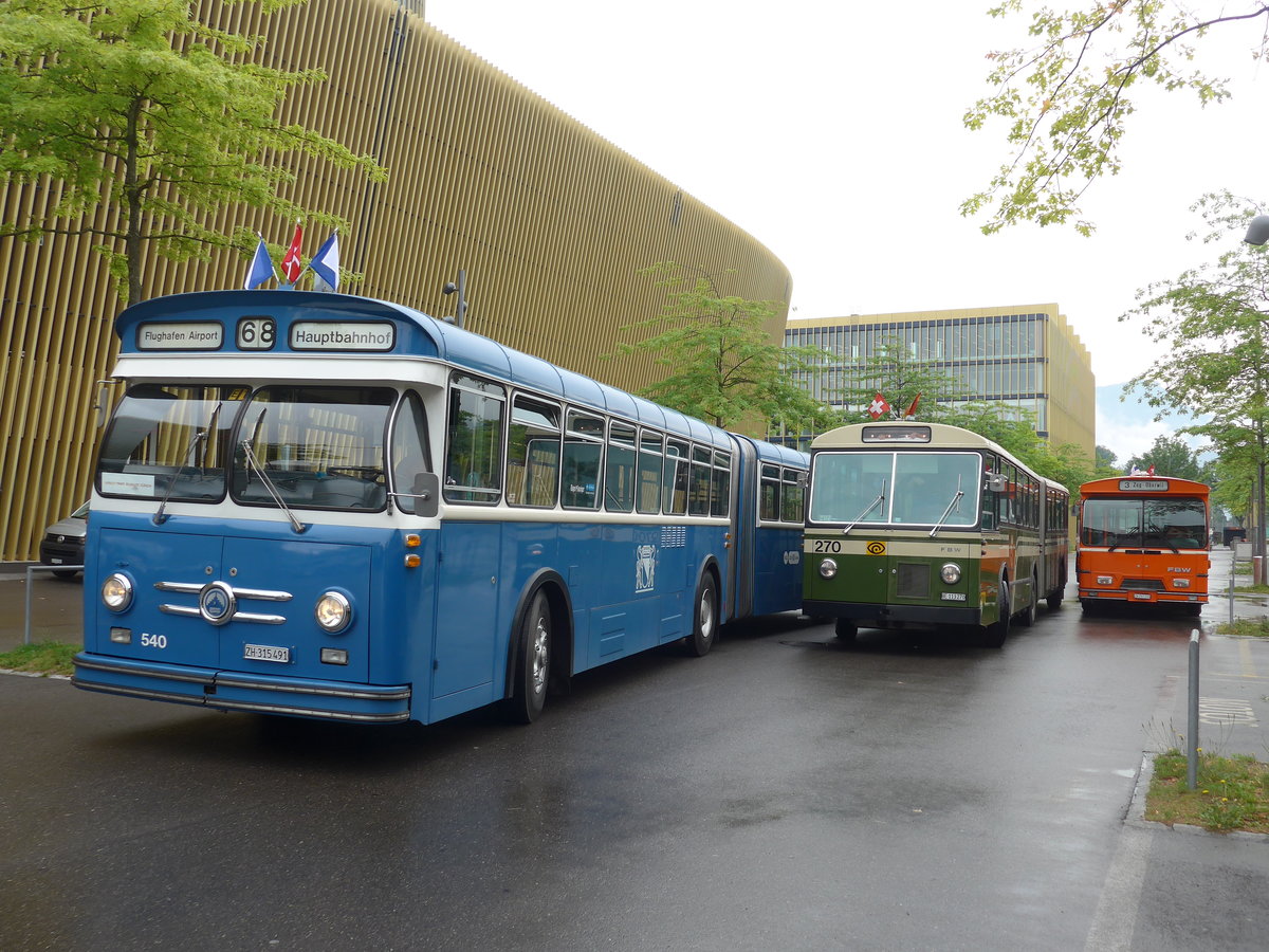(206'556) - VBZ Z�rich (TMZ) - Nr. 540/ZH 315'491 - Saurer/Saurer (ex Nr. 7540; ex Nr. 540) + SVB Bern (Bernmobil historique) - Nr. 270/BE 113'270 - FBW/SWS-Gangloff + ZVB Zug (RWB) - Nr. 35/ZH 797'215 - FBW/Hess am 22. Juni 2019 in Luzern, Allmend