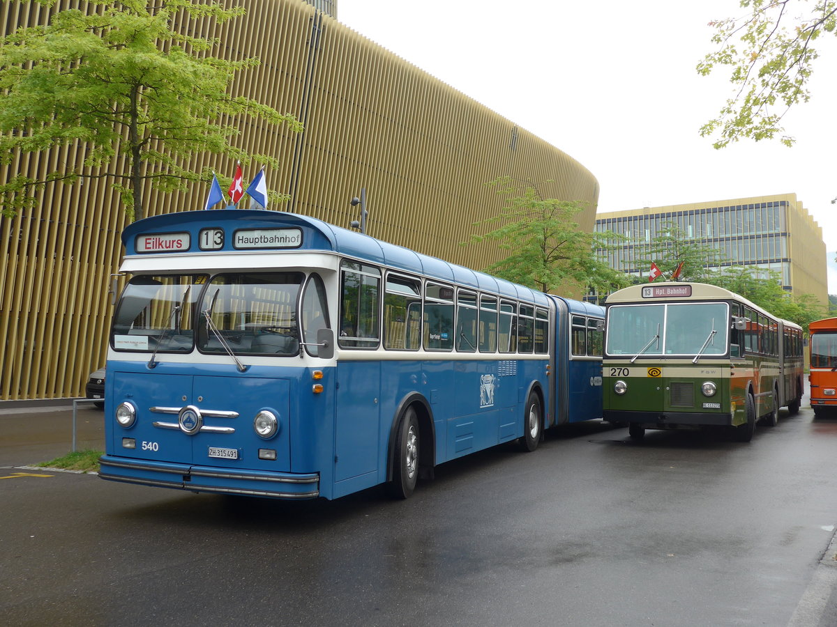 (206'562) - VBZ Z�rich (TMZ) - Nr. 540/ZH 315'491 - Saurer/Saurer (ex Nr. 7540; ex Nr. 540) + SVB Bern (Bernmobil historique) - Nr. 270/BE 113'270 - FBW/SWS-Gangloff am 22. Juni 2019 in Luzern, Allmend