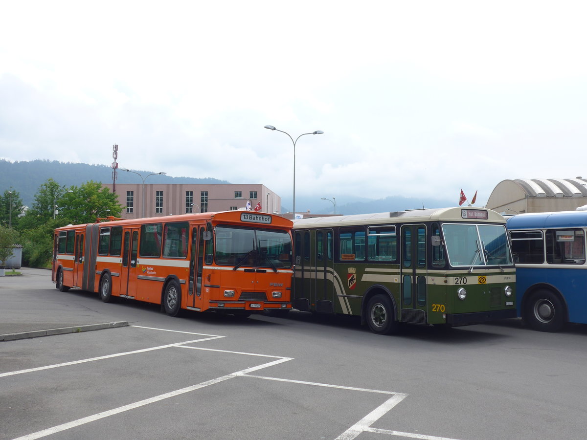(206'583) - ZVB Zug (RWB) - Nr. 35/ZH 797'215 - FBW/Hess + SVB Bern (Bernmobil historique) - Nr. 270/BE 113'270 - FBW/SWS-Gangloff am 22. Juni 2019 in Emmenbr�cke, Debrunner Acifer