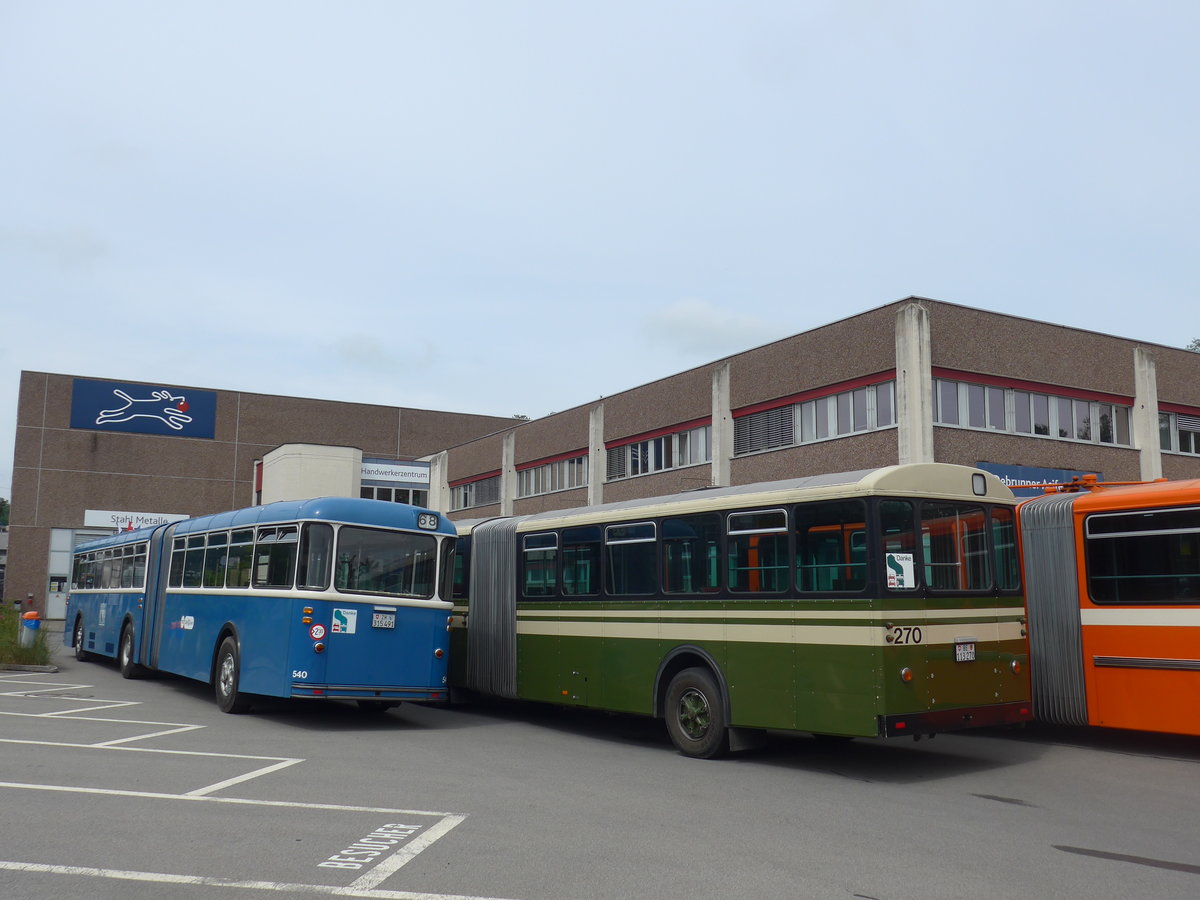 (206'592) - VBZ Z�rich (TMZ) - Nr. 540/ZH 315'491 - Saurer/Saurer (ex Nr. 7540; ex Nr. 540) + SVB Bern (Bernmobil historique) - Nr. 270/BE 113'270 - FBW/SWS-Gangloff am 22. Juni 2019 in Emmenbr�cke, Debrunner Acifer