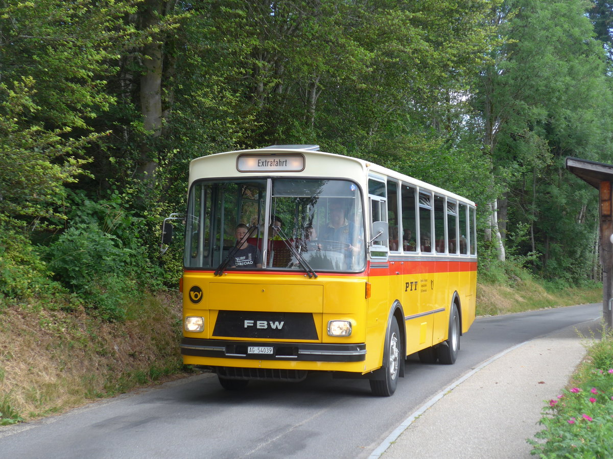 (207'451) - Birchler, Remetschwil - AG 54'039 - FBW/T�scher (ex Gerber, Winkel; ex Eggenberger, M�riken; ex Tanner, Bubendorf; ex P 24'803) am 7. Juli 2019 in Emmenmatt, Moosegg