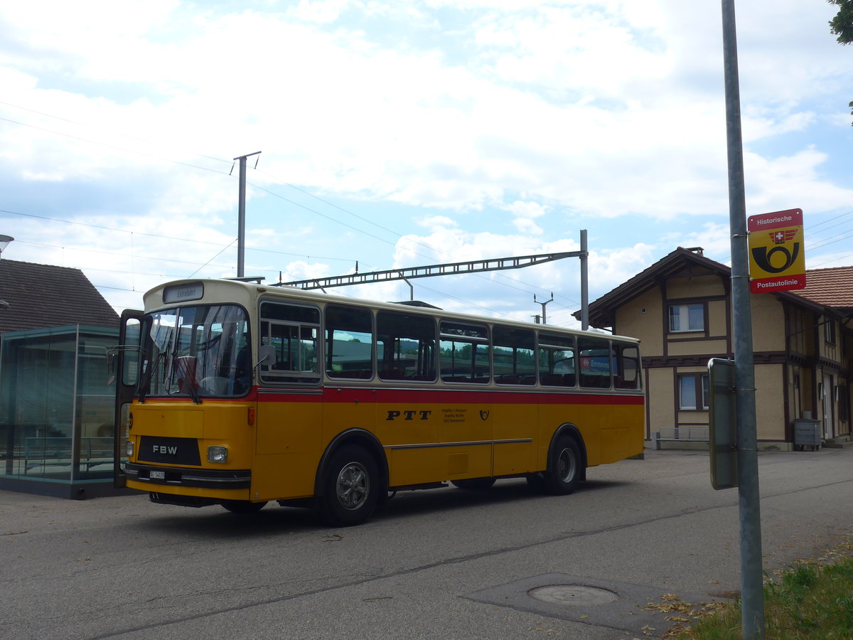 (207'473) - Birchler, Remetschwil - AG 54'039 - FBW/T�scher (ex Gerber, Winkel; ex Eggenberger, M�riken; ex Tanner, Bubendorf; ex P 24'803) am 7. Juli 2019 beim Bahnhof Emmenmatt