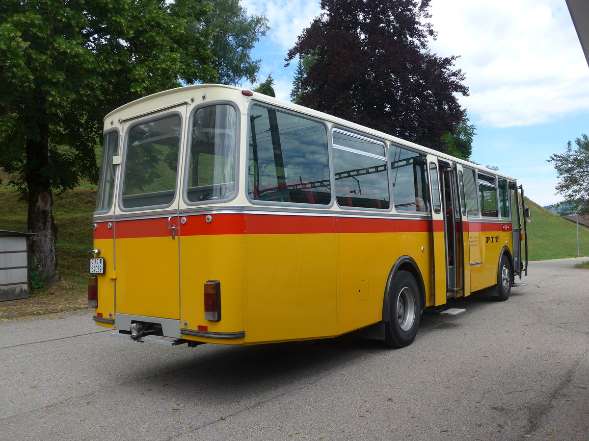 (207'476) - Birchler, Remetschwil - AG 54'039 - FBW/T�scher (ex Gerber, Winkel; ex Eggenberger, M�riken; ex Tanner, Bubendorf; ex P 24'803) am 7. Juli 2019 beim Bahnhof Emmenmatt