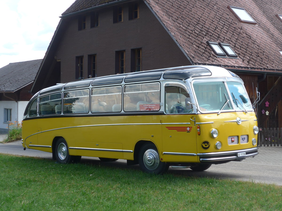 (207'518) - Zimmerli J., Oftringen - AG 57'298 - Berna/T�scher (ex Stutz, Oberlunkhofen; ex Leu, Schongau; ex Wicki, Bremgarten; ex P 22'054; ex P 20'704) am 7. Juli 2019 in Waldh�usern, Kurhaus