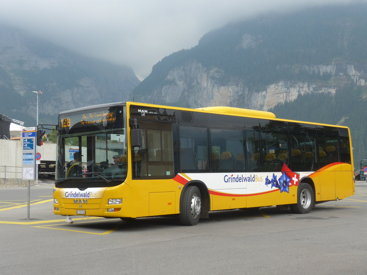 (207'758) - AVG Grindelwald - Nr. 14/BE 202'568 - MAN/G�ppel am 9. Juli 2019 beim Bahnhof Grindelwald