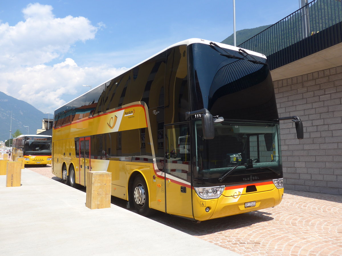 (208'081) - PostAuto Graub�nden - GR 170'403 - Van Hool am 21. Juli 2019 beim Bahnhof Bellinzona