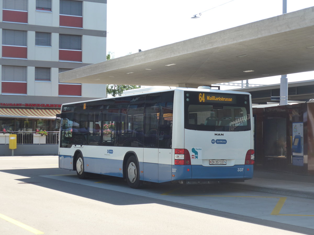 (208'244) - VBZ Z�rich - Nr. 337/ZH 357'337 - MAN/G�ppel am 1. August 2019 beim Bahnhof Z�rich-Oerlikon