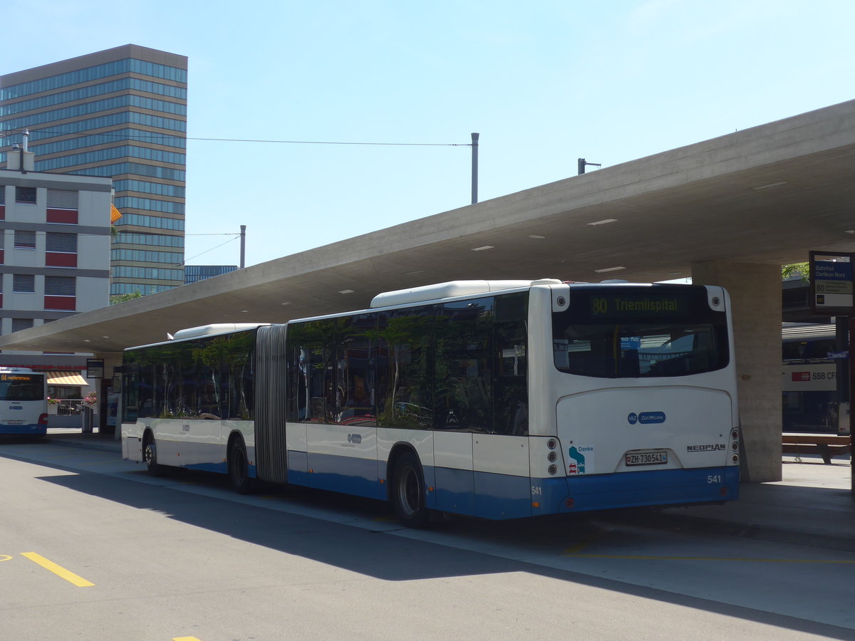 (208'247) - VBZ Z�rich - Nr. 541/ZH 730'541 - Neoplan am 1. August 2019 beim Bahnhof Z�rich-Oerlikon
