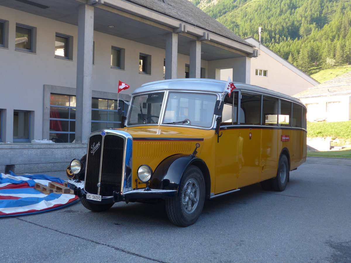 (208'276) - Bonnard, Ayer - VS 16'091 - Saurer/Hess (ex APN Gen�ve; ex Baumgartner, Grenchen; ex P 23'009; ex P 2031) am 3. August 2019 in Simplon Dorf, Werkhof