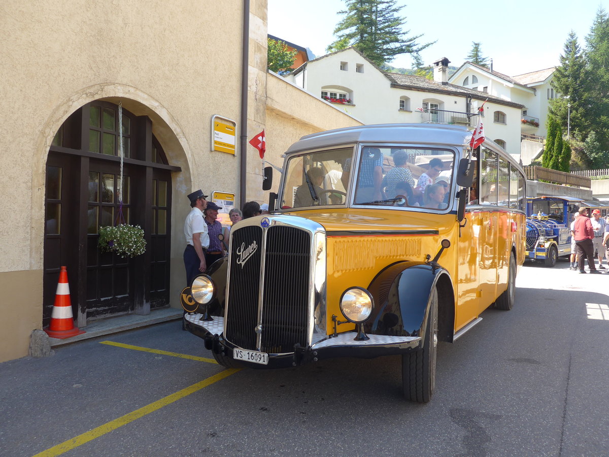 (208'352) - Bonnard, Ayer - VS 16'091 - Saurer/Hess (ex APN Gen�ve; ex Baumgartner, Grenchen; ex P 23'009; ex P 2031) am 3. August 2019 in Simplon Dorf, Post