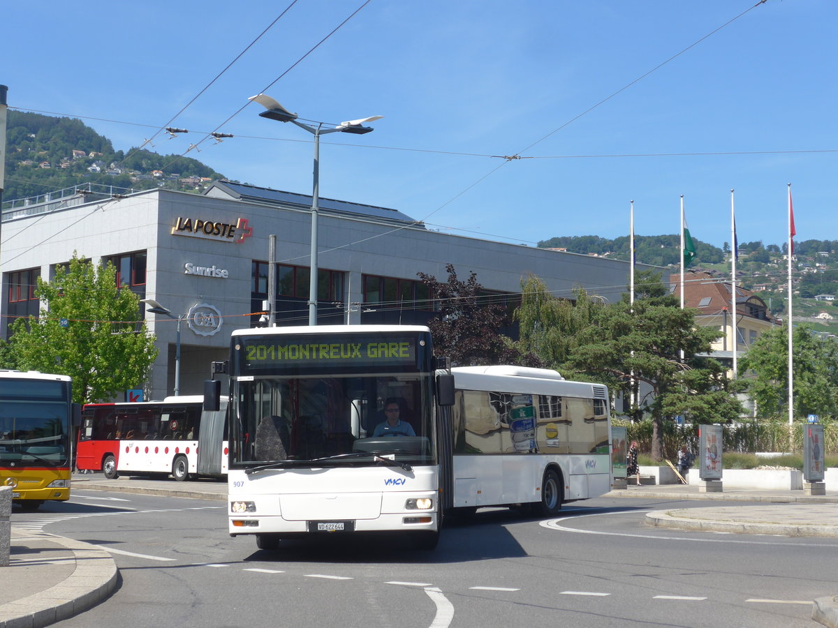 (208'475) - VMCV Clarens - Nr. 907/VD 622'644 - MAN (ex PostAuto Z�rich Nr. 164; ex PostAuto Z�rich Nr. 26) am 4. August 2019 beim Bahnhof Vevey