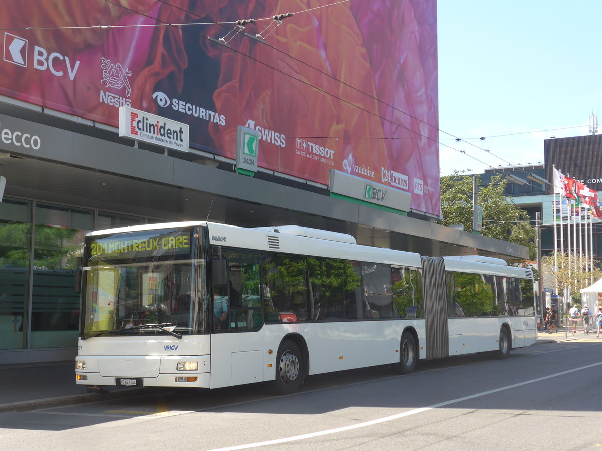 (208'476) - VMCV Clarens - Nr. 907/VD 622'644 - MAN (ex PostAuto Z�rich Nr. 164; ex PostAuto Z�rich Nr. 26) am 4. August 2019 beim Bahnhof Vevey