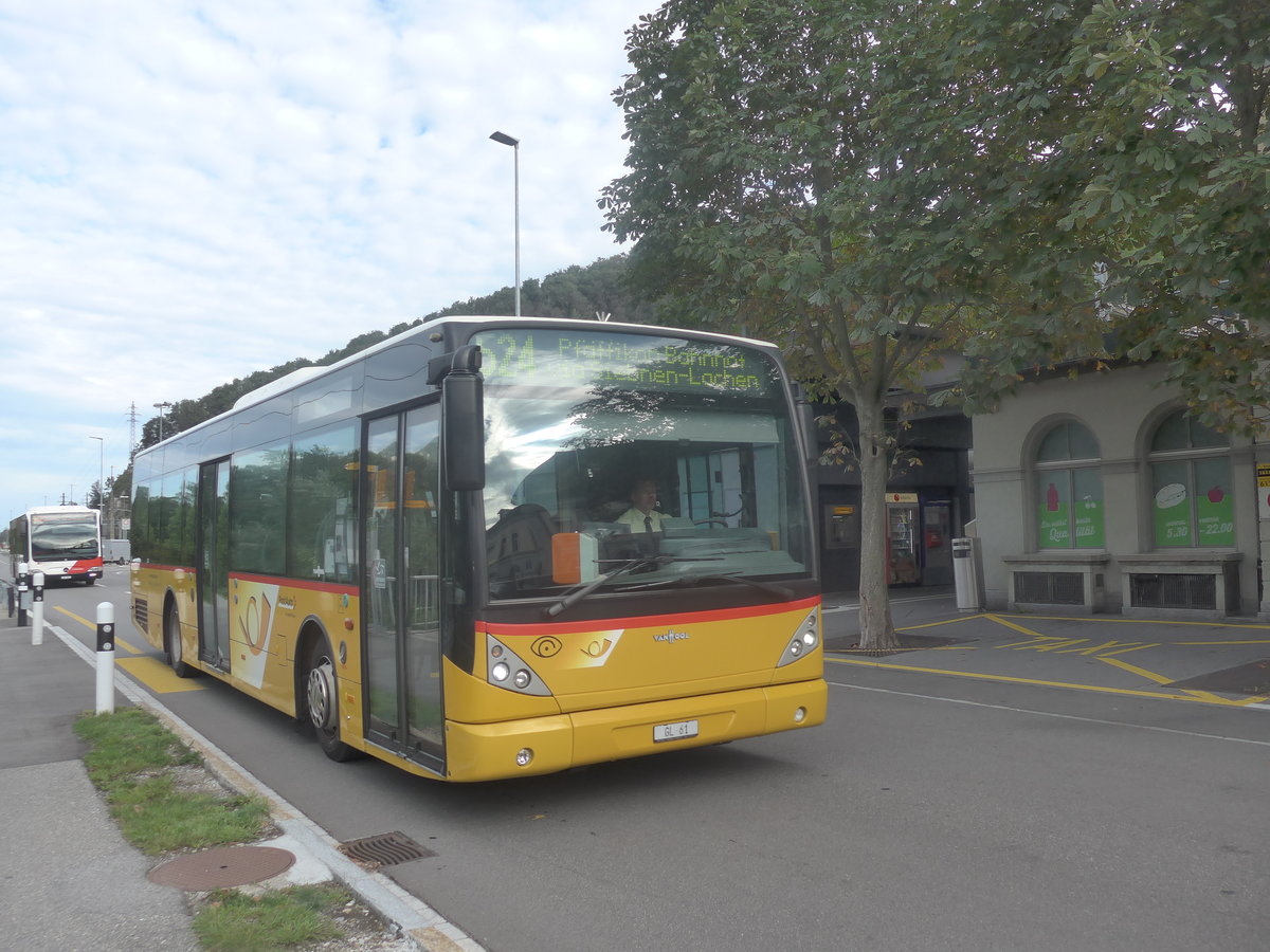 (208'759) - Niederer, Filzbach - GL 61 - Van Hool (ex Casutt, Gossau) am 17. August 2019 beim Bahnhof Ziegelbr�cke