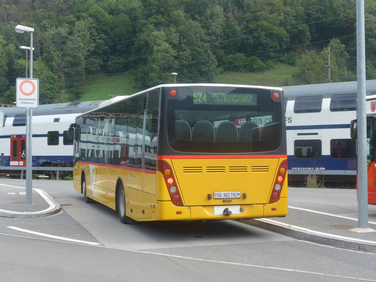 (208'764) - PostAuto Ostschweiz - SG 302'782 - Van Hool (ex Casutt, Gossau) am 17. August 2019 beim Bahnhof Ziegelbr�cke
